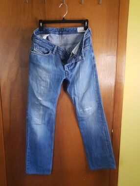 Diesel Saffado Men's Light Blue Washed Straight Jeans 29 X 30